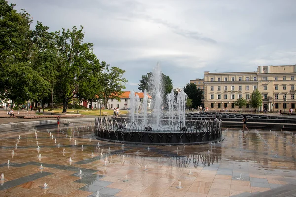 Lublin Poland June 2019 View Center Lublin City Square Fountain — Stock Photo, Image