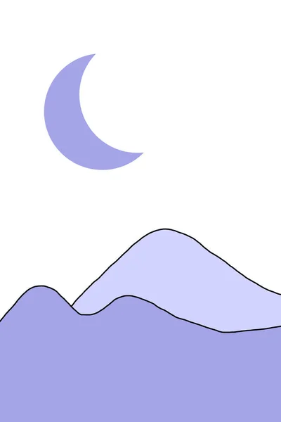 Гірський Пейзаж Ніч Місячного Сяйва Горах Абстрактний Візерунок Друку Обкладинки — стокове фото