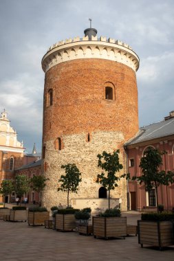 Lublin, Polonya - 19 Haziran 2019. Eski şehrin mimarisi.