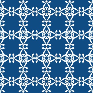Mavi arkaplanda kusursuz dekoratif desen, sanat, kumaş, dekorasyon, albüm, duvar kağıdı.