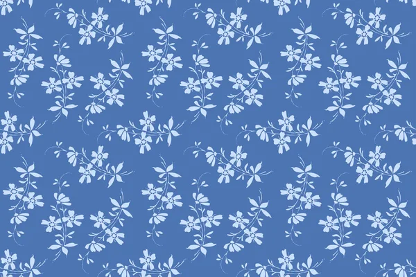 Botanical Seamless Pattern Trendy Blue Color Art Textiles Decorations Albums — Stock vektor