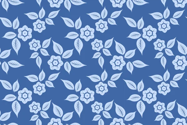 Botanical Seamless Pattern Trendy Blue Color Art Textiles Decorations Albums — Vetor de Stock