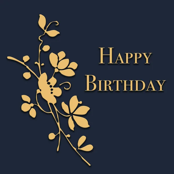 Happy Birthday Greeting Card Design Botanický Vzorec — Stock fotografie