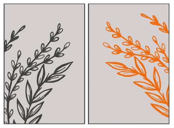 ミニマルなスタイルで2つのイラストのコレクション 表紙のためのデザイン 植物のパターン — ストックベクタ