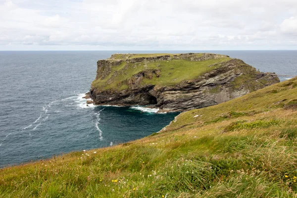 Tintagel Vacker Utsikt Över Havet Och Bergen Norra Cornwall — Stockfoto