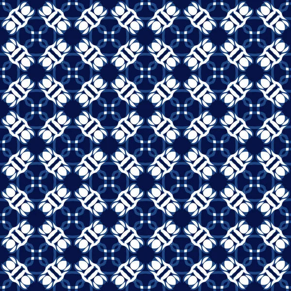 Seamless Abstract Pattern Trendy Blue Color Tiles Can Joined Together — 图库照片