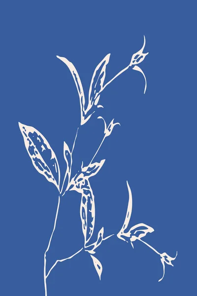 Ботанічне Настінне Мистецтво Лінійний Художній Малюнок Абстрактною Формою Анотація Ботанічного — стокове фото