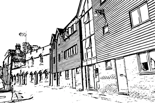Cantuária Inglaterra Ilustração Viagem Preto Branco Arquitetura Cidade — Fotografia de Stock