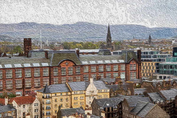 Edinburgh Schottland England Ölgemälde Architektur Der Stadt Entwurf Für Eine — Stockfoto