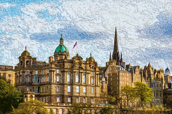 Единбург Шотландія Олійний Живопис Архітектура Міста Дизайн Листівки Холодильник Магніт — стокове фото