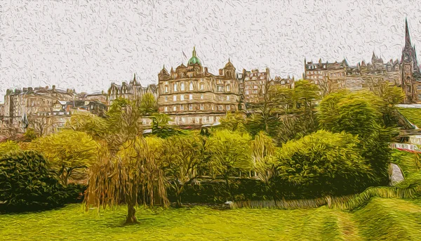 Edinburgh Schottland England Ölgemälde Architektur Der Stadt Entwurf Für Eine — Stockfoto