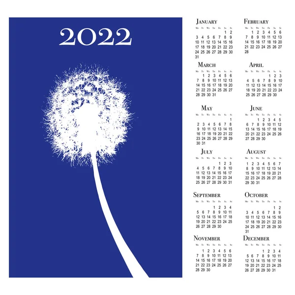 Calendrier Botanique Pour 2022 Calendrier Mural Vertical Imprimable Semaine Commence — Photo