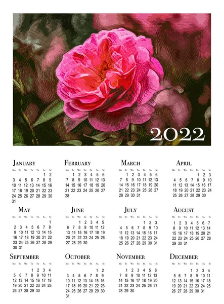 Botanischer Kalender Für 2022 Senkrechter Wandkalender Für 2022 Wochenstart Montag — Stockfoto