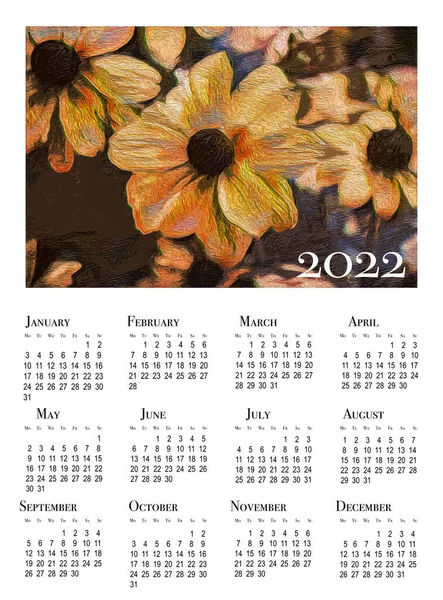 Botanischer Kalender Für 2022 Senkrechter Wandkalender Für 2022 Wochenstart Montag — Stockfoto