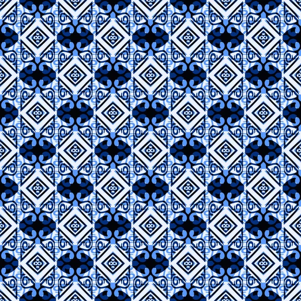 Decoratief Naadloos Patroon Een Trendy Blauwe Kleur Tegels Kunnen Met — Stockfoto