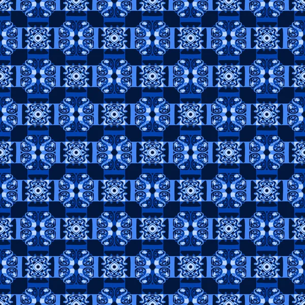 Decorative Seamless Pattern Trendy Blue Color Tiles Can Combined Each — Stock Photo, Image