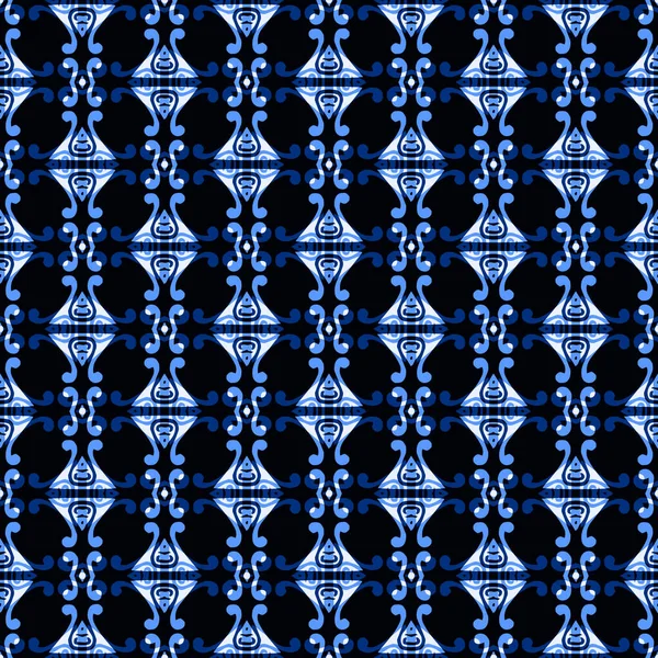 Dekorativní Bezešvý Vzor Módní Modré Barvě Dlaždice Mohou Být Kombinovány — Stock fotografie