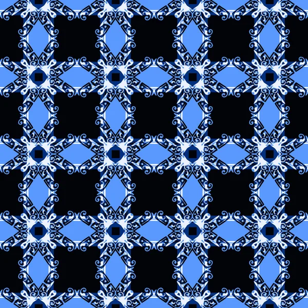 Decorative Seamless Pattern Trendy Blue Color Tiles Can Combined Each — Stock Photo, Image