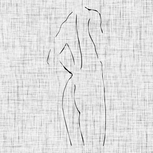 Minimalistic Illustration Canvas Cover Design Modern Wall Decoration Silhouette Naked — Stock Photo, Image