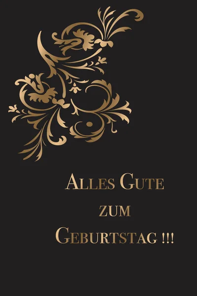 Happy Birthday Greeting Cards Design German Golden Letters Dark Background — Stock Photo, Image