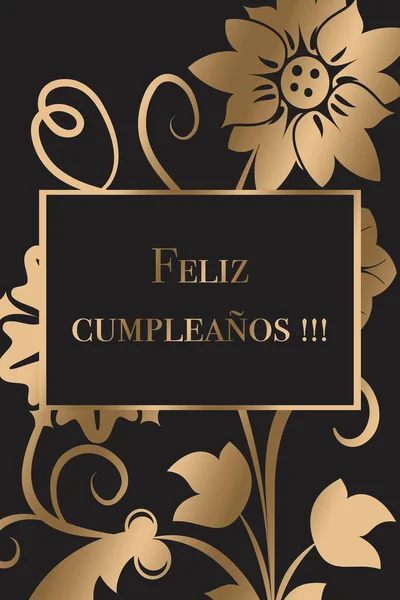 Glückwunschkarten Zum Geburtstag Auf Spanisch Goldene Buchstaben Auf Dunklem Hintergrund — Stockfoto