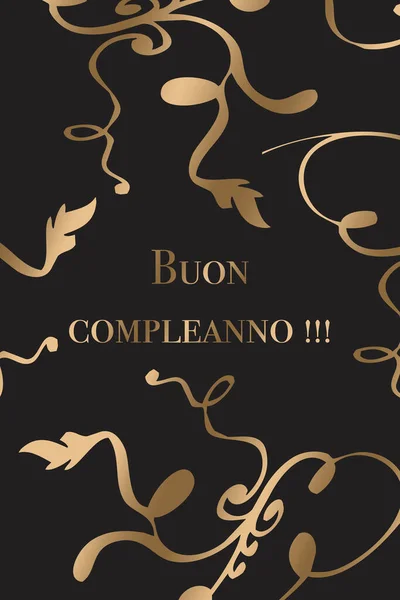 Joyeux Anniversaire Conception Carte Vœux Italien Lettres Dorées Sur Fond — Photo