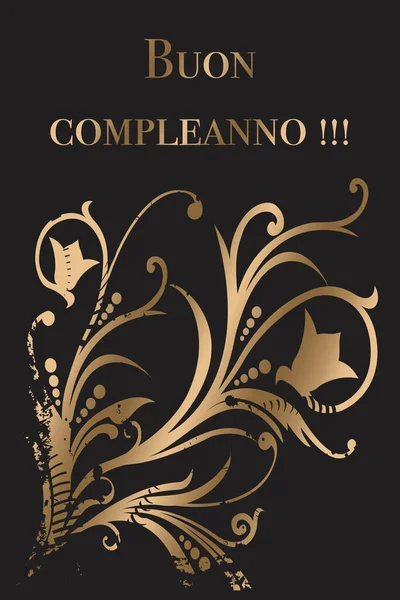 Joyeux Anniversaire Conception Carte Vœux Italien Lettres Dorées Sur Fond — Photo