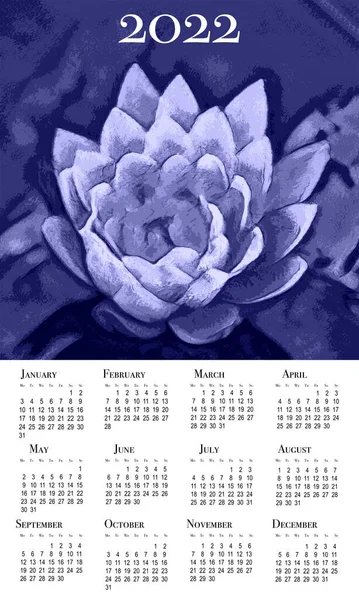 Calendario Botanico 2022 Calendario Verticale Delle Pareti 2022 Settimana Inizia — Foto Stock