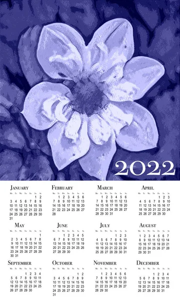 Botanischer Kalender Für 2022 Senkrechte Wand Kalender Für 2022 Woche — Stockfoto