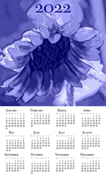 Calendario Botánico Para 2022 Calendario Pared Vertical Para 2022 Semana — Foto de Stock