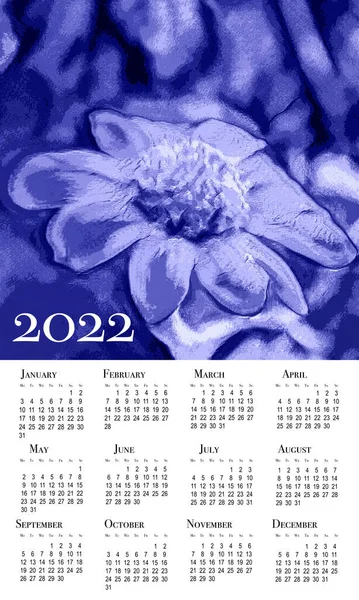 Calendario Botanico 2022 Calendario Verticale Delle Pareti 2022 Settimana Inizia — Foto Stock