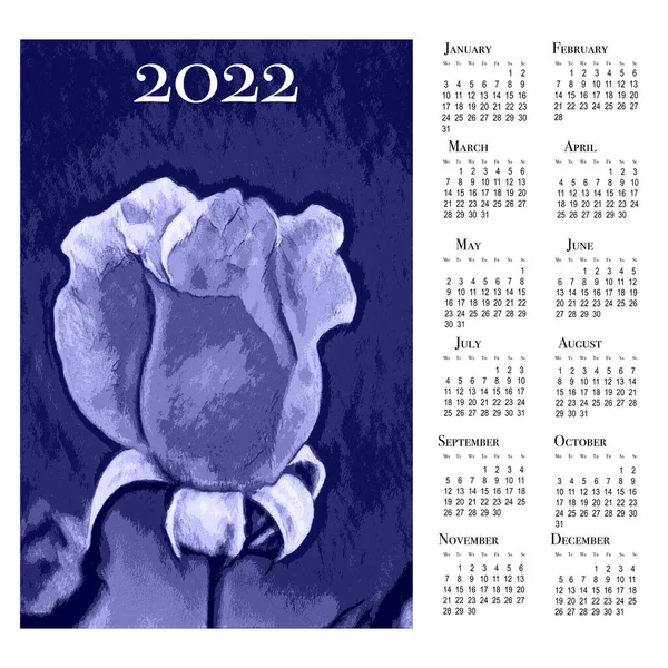 Calendário Botânico Para 2022 Calendário Parede Vertical Para 2022 Semana — Fotografia de Stock