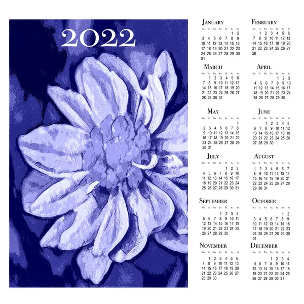 Calendario Botánico Para 2022 Calendario Pared Vertical Para 2022 Semana — Foto de Stock