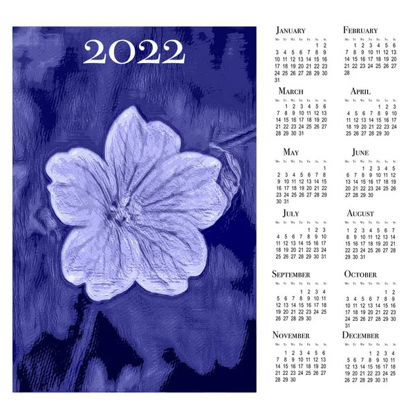 Calendário Botânico Para 2022 Calendário Parede Vertical Para 2022 Semana — Fotografia de Stock