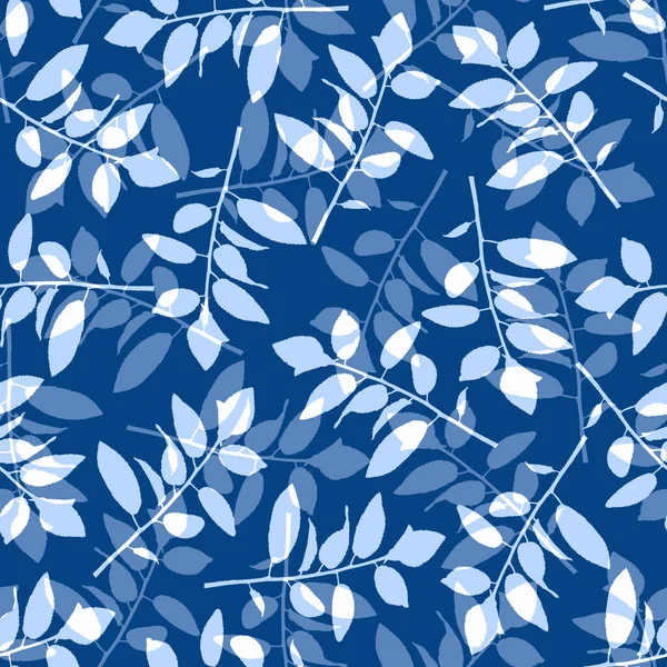 Botaniczny Bezszwowy Wzór Modnym Kolorze Niebieskim Sztuka Tekstylia Dekoracje Albumy — Zdjęcie stockowe