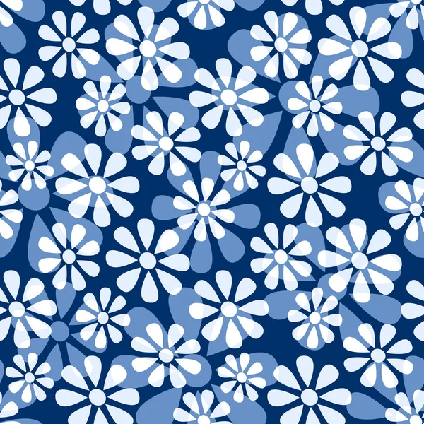 Botanische Naadloze Patroon Trendy Blauwe Kleur Kunst Textiel Decoraties Albums — Stockfoto
