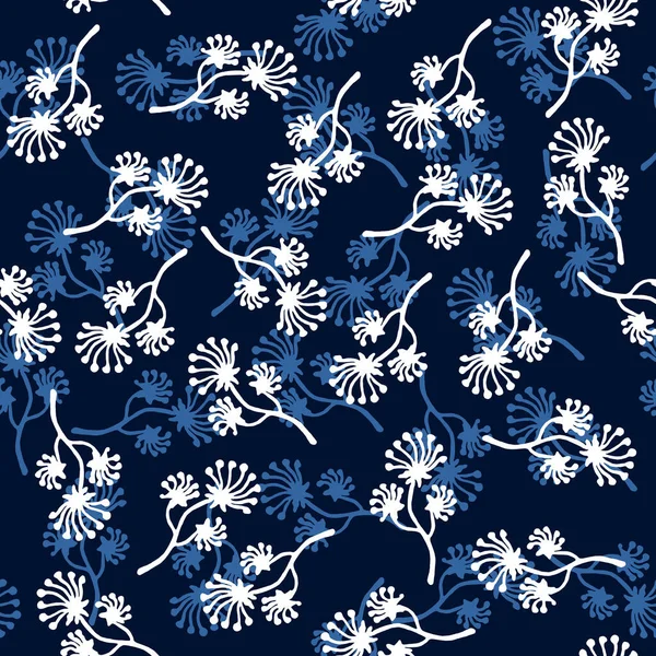 Padrão Sem Costura Botânica Cor Azul Moda Arte Têxteis Decorações — Fotografia de Stock