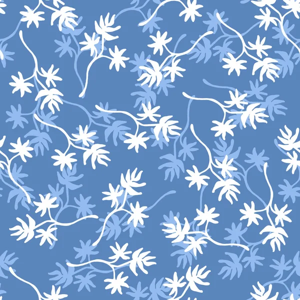 Botanický Bezešvý Vzor Módní Modré Barvě Umění Textil Dekorace Alba — Stock fotografie