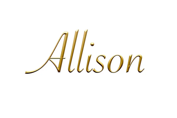 Allison Kadın Ismi Beyaz Arka Planda Altın Simge Dekoratif Yazı — Stok fotoğraf