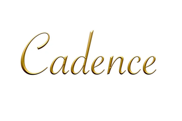 Cadence Female Name Gold Icon White Background Decorative Font Template — Stock Photo, Image