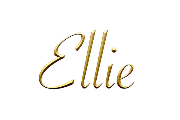 Ellie Vrouwelijke Naam Goud Icoon Witte Achtergrond Decoratief Lettertype Model — Stockfoto