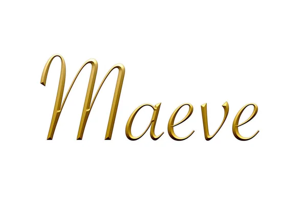 Maeve Female Name Gold Icon White Background Decorative Font Template — Stock Photo, Image