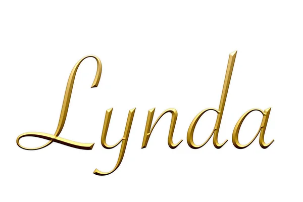 Lynda Nome Feminino Ícone Dourado Sobre Fundo Branco Fonte Decorativa — Fotografia de Stock