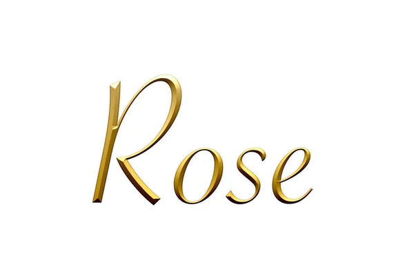 Rose Female Name Gold Icon White Background Decorative Font Template — Stock Photo, Image
