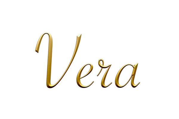 Vera Nome Femminile Icona Oro Sfondo Bianco Caratteri Decorativi Modello — Foto Stock