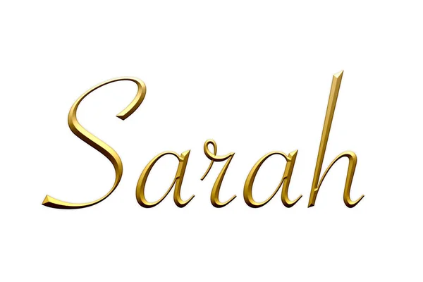 Sarah Female Name Gold Icon White Background Decorative Font Template — Stock Photo, Image