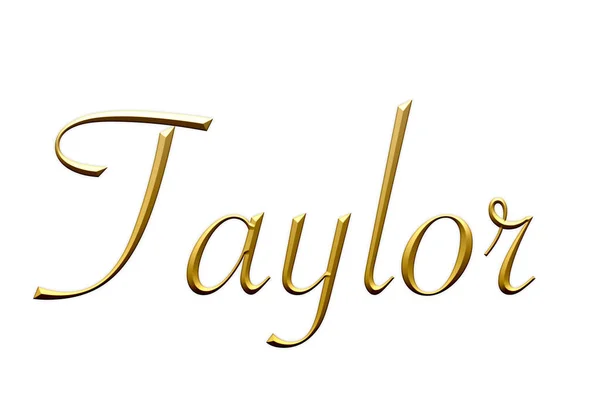 Taylor Weiblicher Name Gold Symbol Auf Weißem Hintergrund Dekorative Schrift — Stockfoto