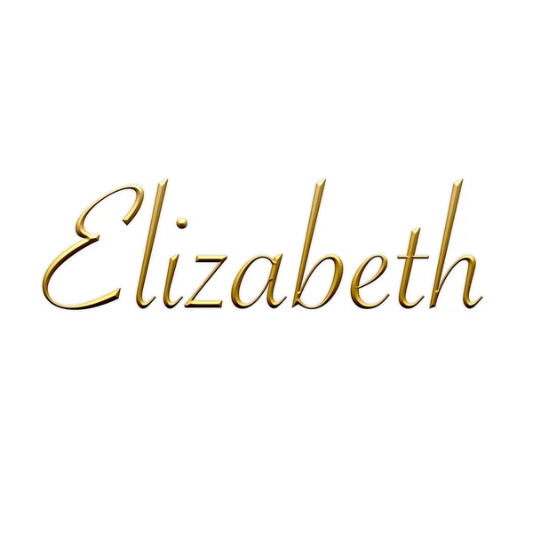 Ελίζαμπεθ Γυναικείο Όνομα Χρυσό Τρισδιάστατο Εικονίδιο Λευκό Φόντο Διακοσμητική Γραμματοσειρά — Φωτογραφία Αρχείου