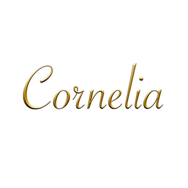 Корнелія Жіноче Золота Ікона Білому Тлі Декоративний Шрифт Шаблон Логотип — стокове фото