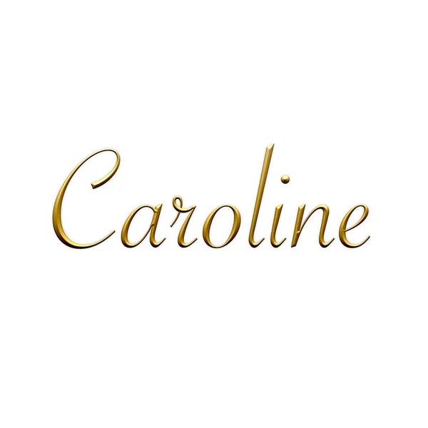 Caroline Nome Feminino Ícone Dourado Sobre Fundo Branco Fonte Decorativa — Fotografia de Stock